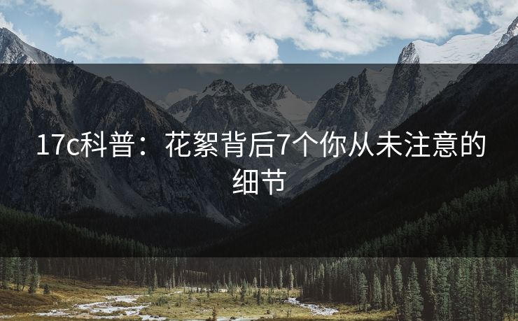 17c科普：花絮背后7个你从未注意的细节