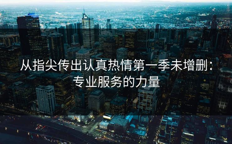从指尖传出认真热情第一季未增删：专业服务的力量